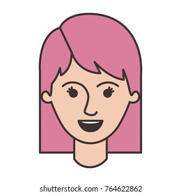 female face with mid lenght hair in colorful silhouette