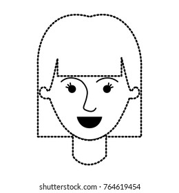 female face with mushroom hairstyle in black dotted silhouette