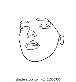 female face pattern with one black continuous line