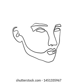 female face pattern with one black continuous line