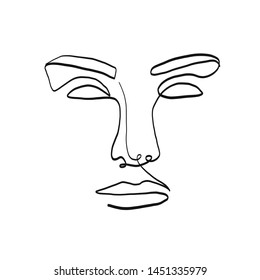 female face pattern with one black continuous line