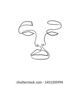female face pattern with one black continuous line