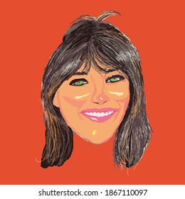 Female face shape Draw from imagination Gray vector style