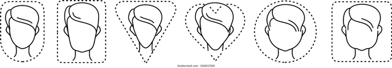 Female face shape icons set in outline style