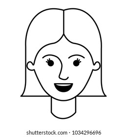 female face with short straight hairstyle in monochrome silhouette