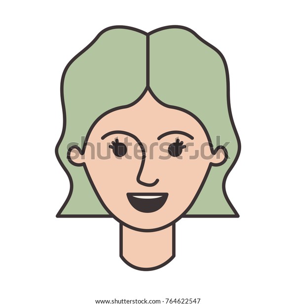 Female Face Short Wavy Hair Colorful Stock Vector Royalty Free
