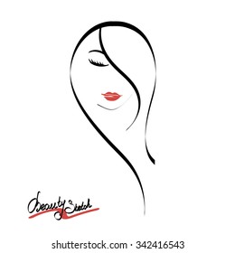 Female Face Silhouette Red Lipstick Stock Vector (Royalty Free ...