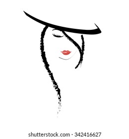 Female face silhouette with red lipstick