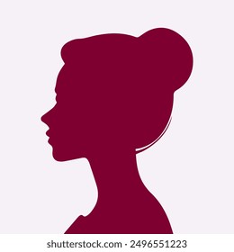 Female face silhouette vector illustration. Woman head silhouette 