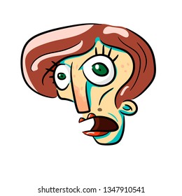 female face surprised vector character