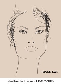 Female Face Template Make: เวกเตอร์สต็อก (ปลอดค่าลิขสิทธิ์) 1159744885