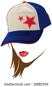 Female face with USA cap