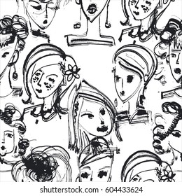 Female face vector calligraphy