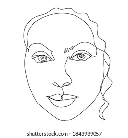 Female face vector continuous line art design fashion look