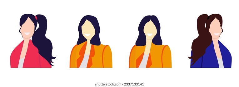 Female faces in angles. Flat illustration. Vector