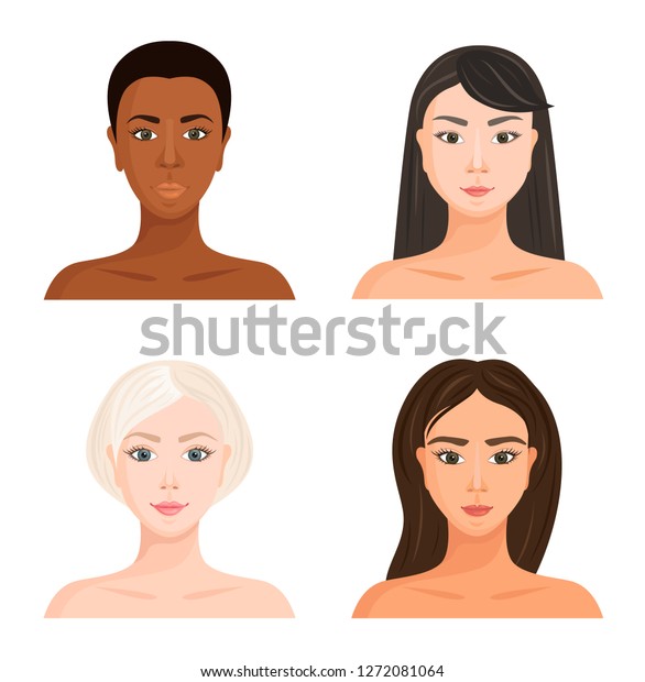 Female Faces Different Races Set Vector Stock Vector (Royalty Free ...