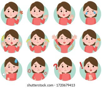 
Female facial expression 
Icon illustration set