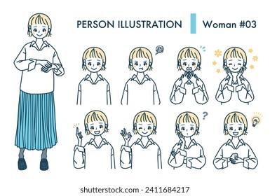 Conjunto de ilustraciones de expresiones faciales femeninas