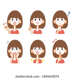 Female facial expression illustration variation