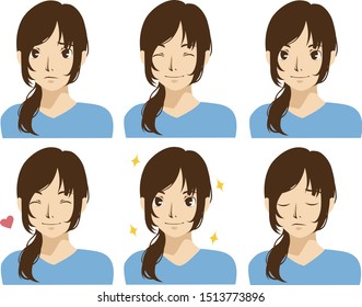 Female facial expression pattern illustration