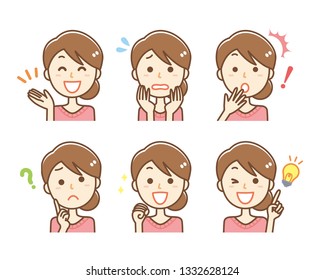 Female facial expression set