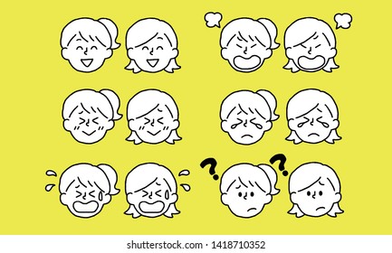 Female facial expression set (simple)