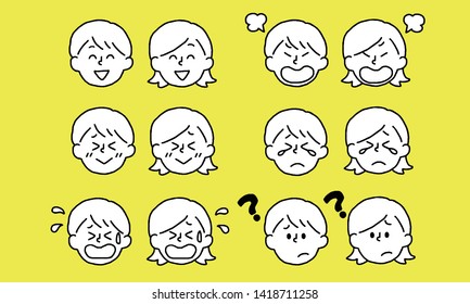 Female Facial Expression Set Simple Stock Vector (Royalty Free ...