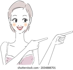 Female Facial Expressions Pointing person vector illustration