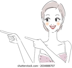 Female Facial Expressions Pointing person vector illustration