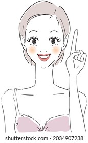 Female Facial Expressions Pointing person vector illustration