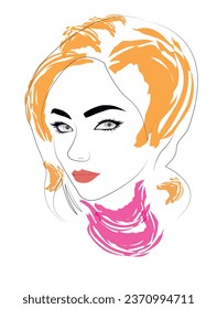 Female facial features color image. Vector illustration for design