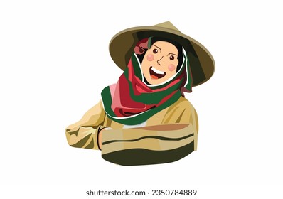 female farmer carrying a harvest container