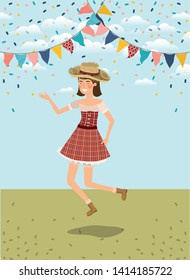 female farmer celebrating with garlands