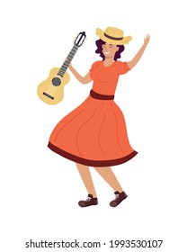 female farmer guitarist feast junina