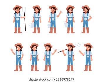 Female Farmer Illustration Vector Set
