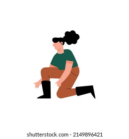 female farmer kneeling position character