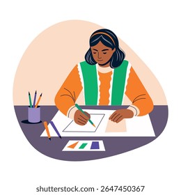 Female fashion designer illustration in flat style