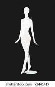 Female fashion mannequin against a black background