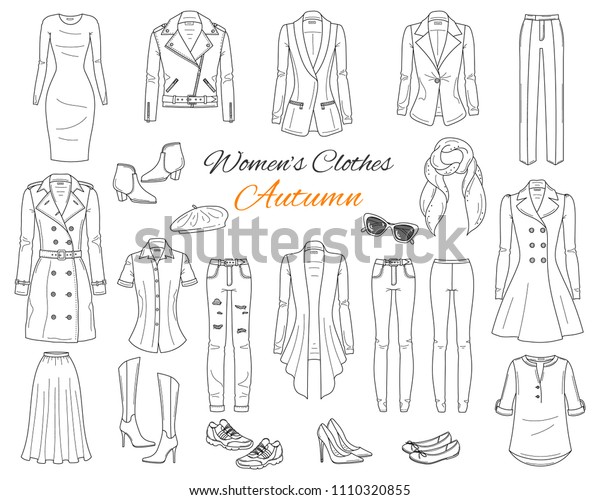 Female Fashion Set Womens Clothes Collection Stock Vector (Royalty Free ...