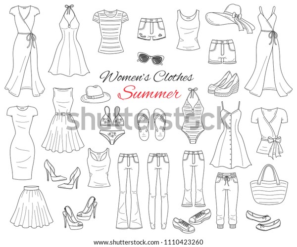 Female Fashion Set Womens Clothes Collection Stock Vector (Royalty Free ...