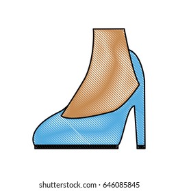 female feet in high heel blue classic stiletto shoes