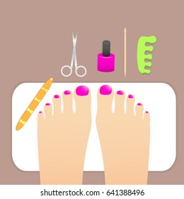 Female feet and pedicure accessories