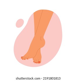 Female feet with a pedicure. Nail polish, pedicure spa. Nail care, beauty treatment aesthetic. Vector illustration in cartoon style. Isolated white background