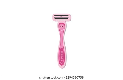 Female Feminine Pink razor isolated on white