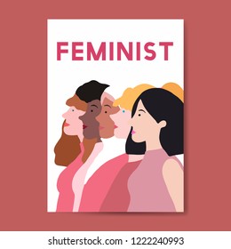 Female feminists standing together vector