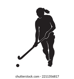 Ilustración vectorial de hockey sobre hierba femenina en blanco 