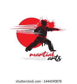 Female fighter character vector illustration for martial arts logo design.