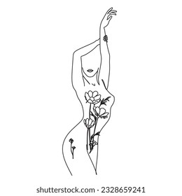 Female figure creative modern line.Vector. Female bode line drawing.