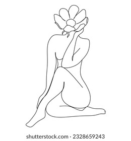 Figura femenina línea moderna creativa.Vector. Dibujo de línea de bode femenino.