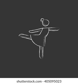 Female figure skater. Drawn in chalk icon.